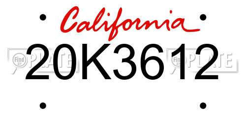 20K3612 California License Plate