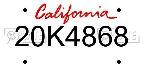 20K4868 California License Plate