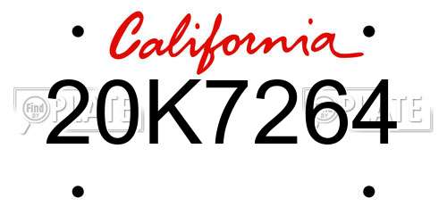 20K7264 California License Plate