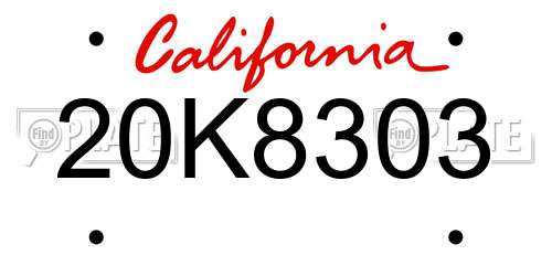 20K8303 California License Plate