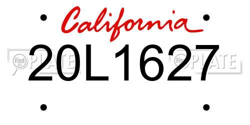 20L1627 California License Plate