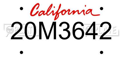 20M3642 California License Plate