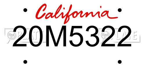 20M5322 California License Plate