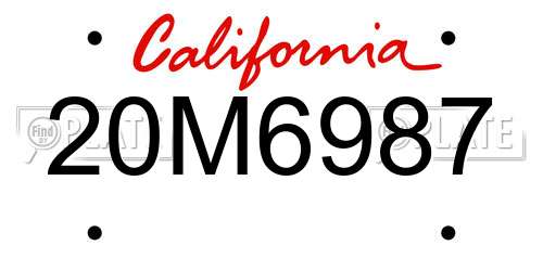 20M6987 California License Plate