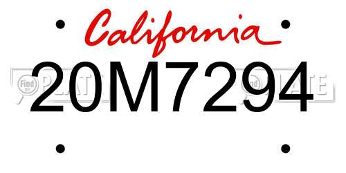 20M7294 California License Plate