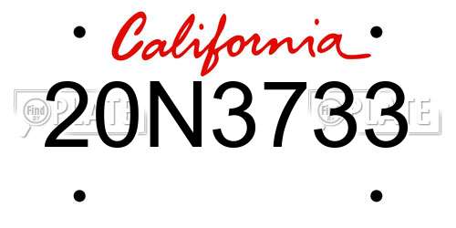 20N3733 California License Plate