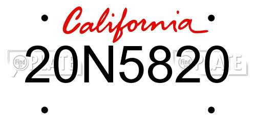 20N5820 California License Plate