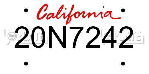20N7242 California License Plate