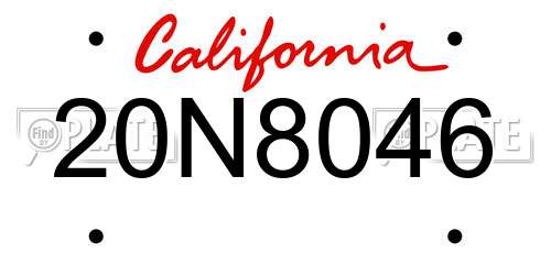 20N8046 California License Plate