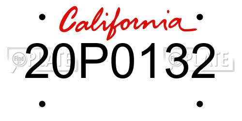 20P0132 California License Plate