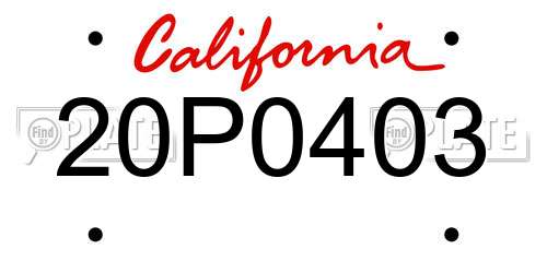 20P0403 California License Plate