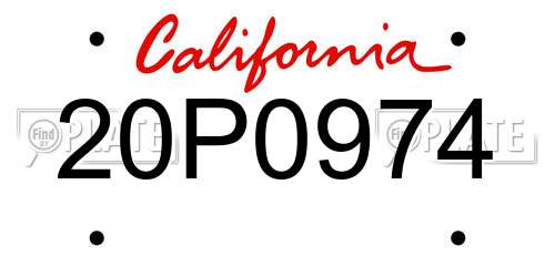 20P0974 California License Plate