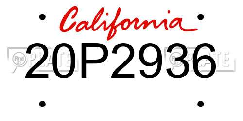 20P2936 California License Plate