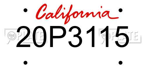 20P3115 California License Plate