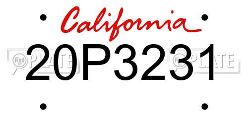 20P3231 California License Plate