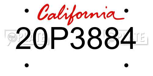 20P3884 California License Plate