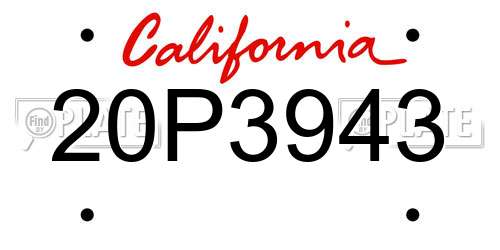 20P3943 California License Plate