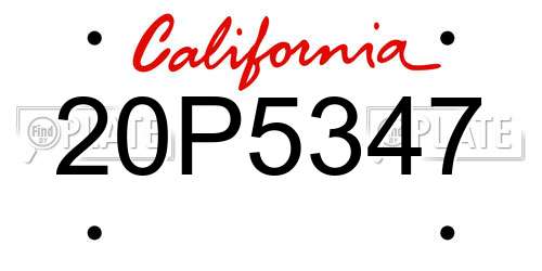20P5347 California License Plate