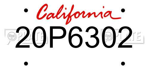 20P6302 California License Plate