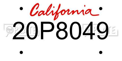 20P8049 California License Plate