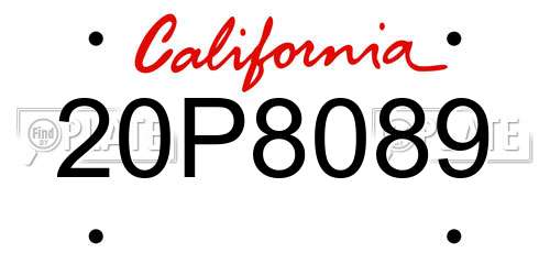 20P8089 California License Plate