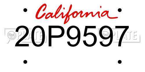 20P9597 California License Plate