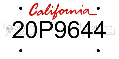 20P9644 California License Plate