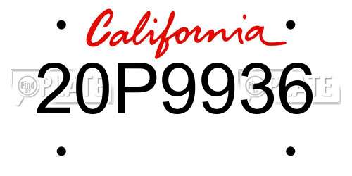 20P9936 California License Plate