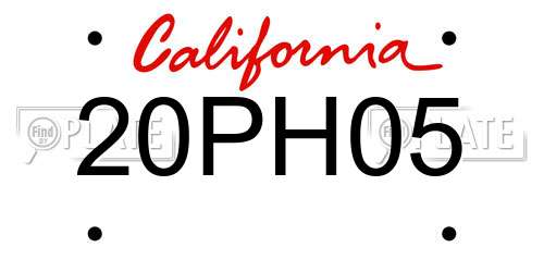 20PH05 California License Plate