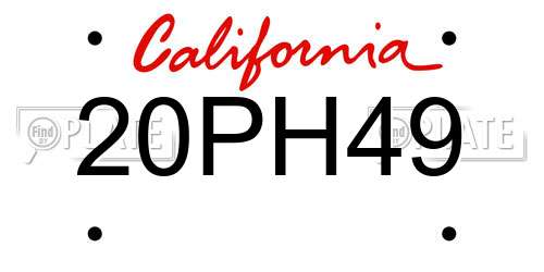 20PH49 California License Plate