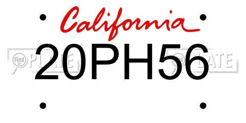 20PH56 California License Plate