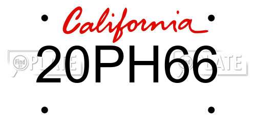 20PH66 California License Plate