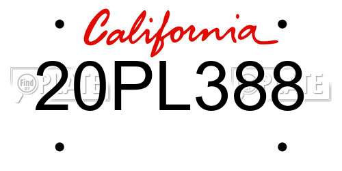 20PL388 California License Plate