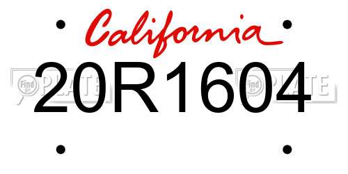 20R1604 California License Plate