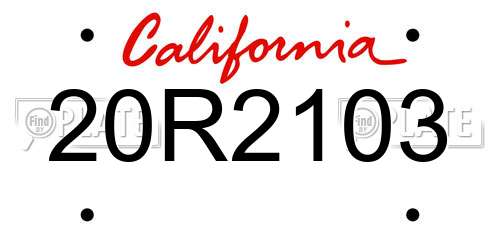 20R2103 California License Plate