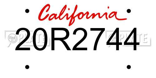 20R2744 California License Plate