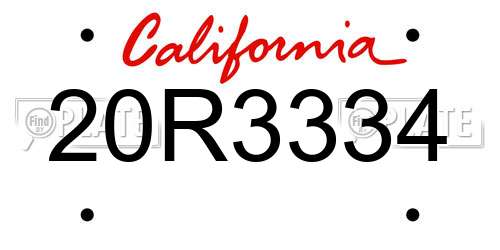 20R3334 California License Plate
