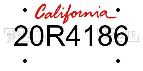 20R4186 California License Plate