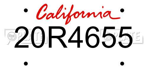 20R4655 California License Plate