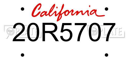 20R5707 California License Plate