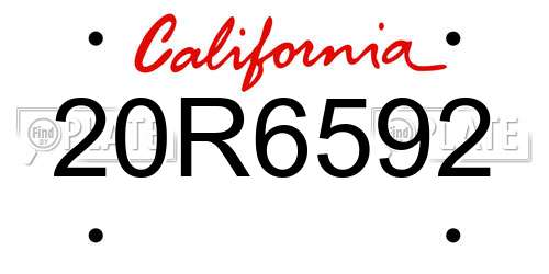 20R6592 California License Plate