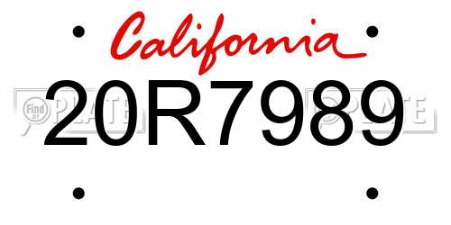 20R7989 California License Plate