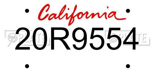 20R9554 California License Plate