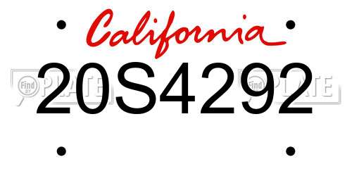 20S4292 California License Plate