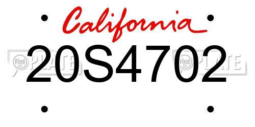 20S4702 California License Plate