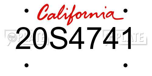 20S4741 California License Plate