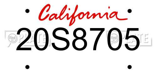 20S8705 California License Plate