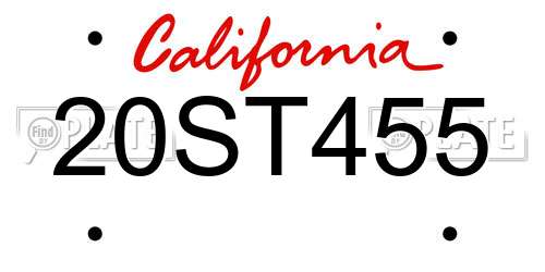 20ST455 California License Plate