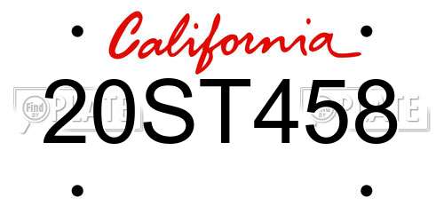 20ST458 California License Plate
