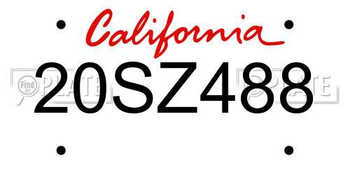 20SZ488 California License Plate